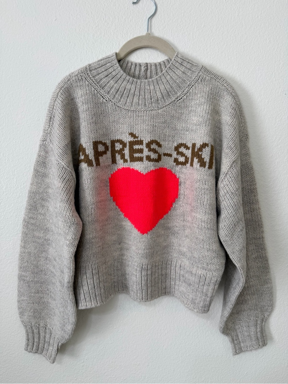 NWT American Eagle Snow Stopper Sweater Women’s XS Cream Gray Ski Mock Neck
